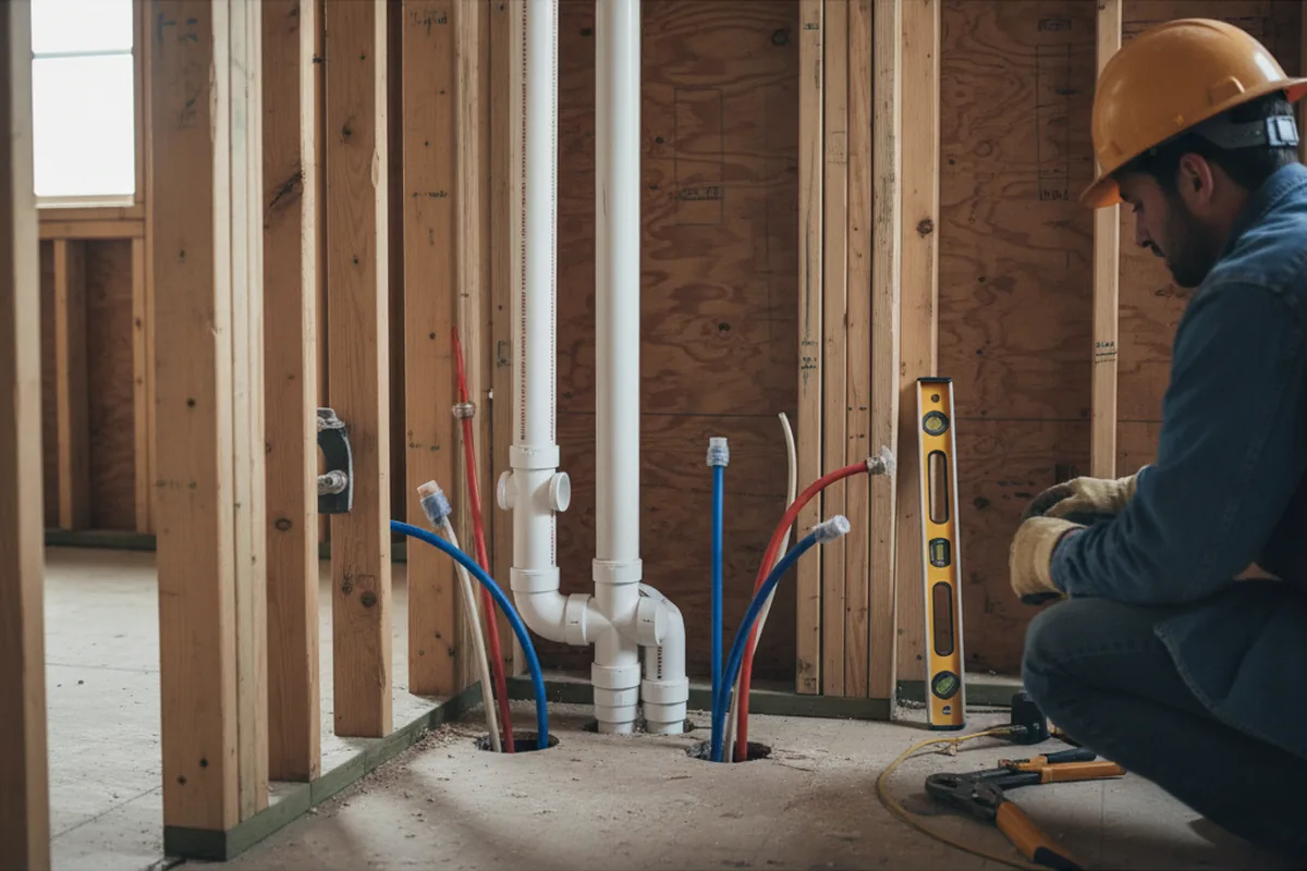 Drain and supply rough-in during Garbage Disposal Repair in Cameron